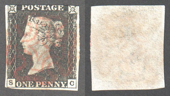 Great Britain Scott 1 Used Plate 4 - SC (P) - Click Image to Close